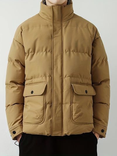 Warme Baumwoll Bandkragen Zip-Up Winterjacke Für Herren | Perfekt für Outdoor-Aktivitäten