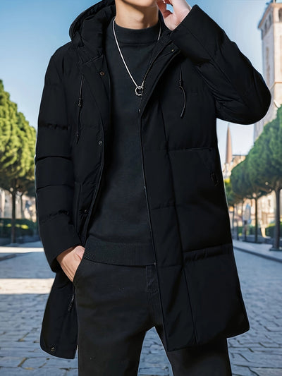 Warme Schwarze Gepolsterte Winterjacke Mit Kapuze Für Herren | Perfekt für Outdoor-Aktivitäten