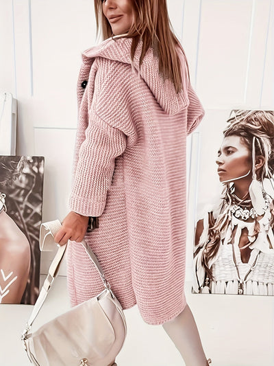 Lässiger eleganter hooded Cashmere-Strickwaren-Cardigan für Damen | Für den Alltag