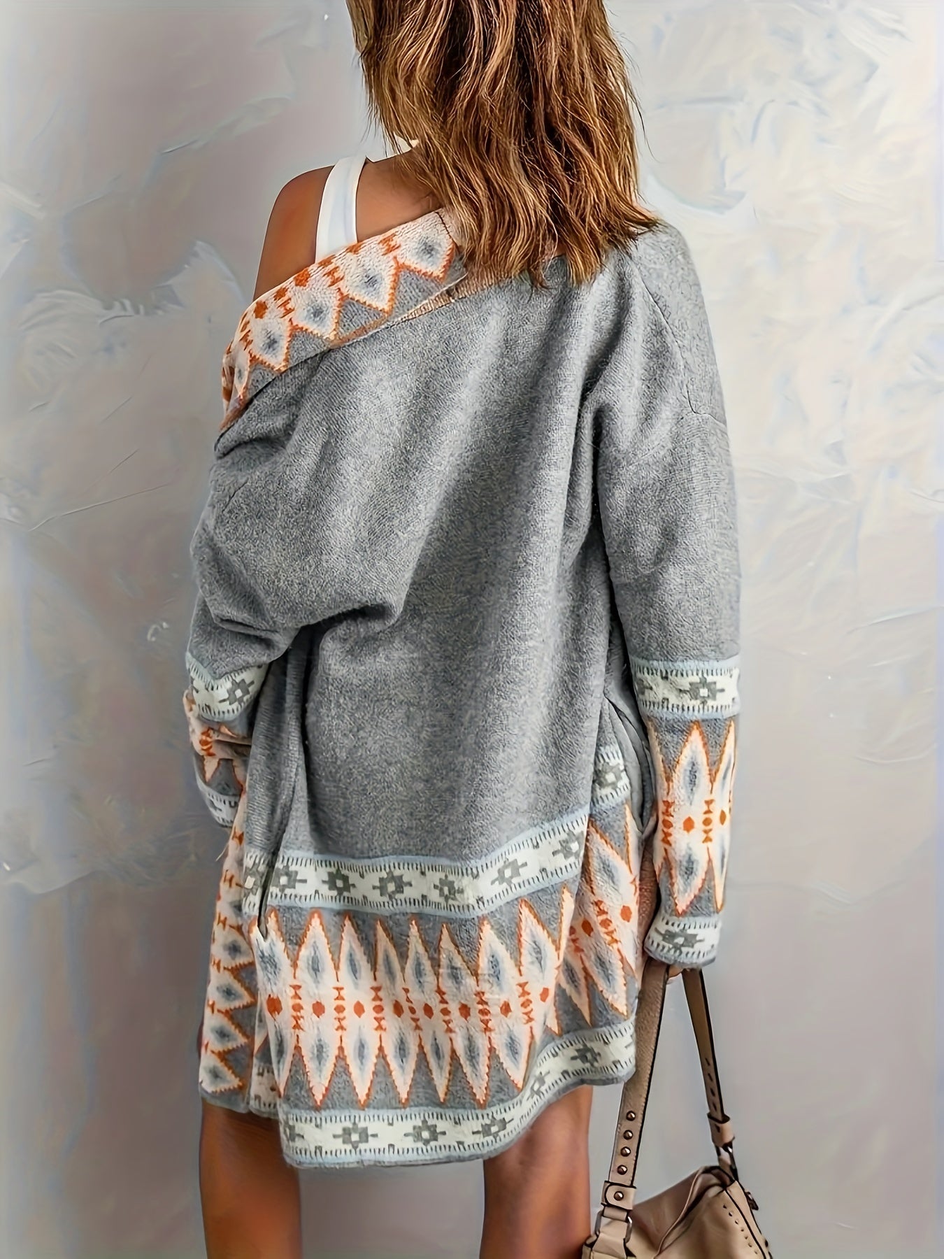Stilvolle Geo Muster Strickjacke Für Damen | Perfekt für lässige Tage