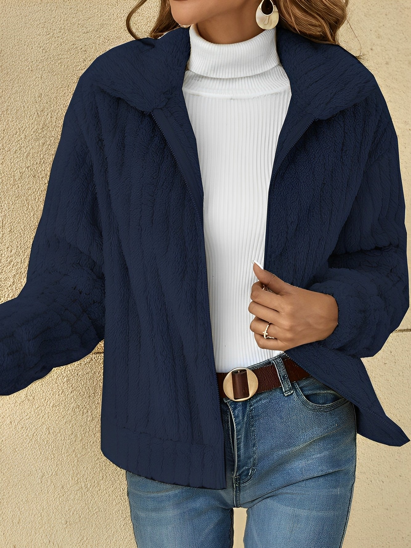 Teddy Damen Jacke Kurz | Kuschelig Bequem