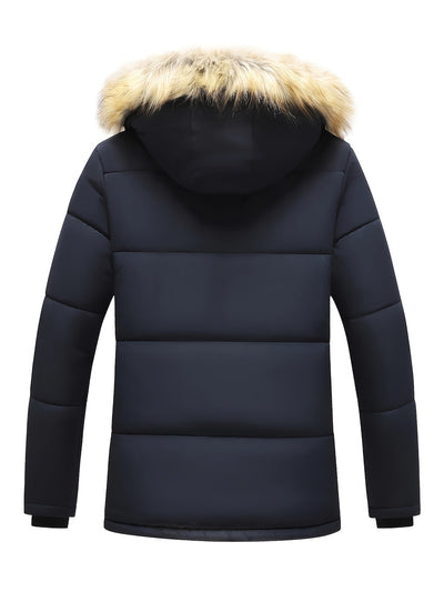 Lässige Kapuzen-Polyester-Winterjacke Für Herren | Perfekt für Outdoor-Aktivitäten