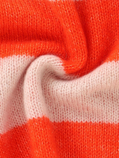 Eleganter gestreifter Baumwollpullover mit Rundhalsausschnitt und kuscheligen langen Ärmeln für Damen | Ideal für den Alltag