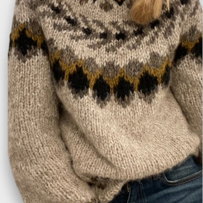 Elara – Jacquard Strickpullover im Vintage-Stil