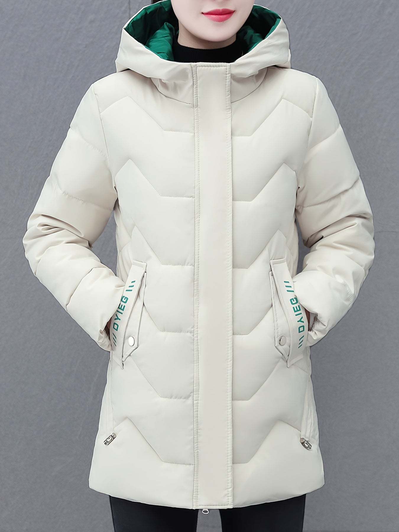 Lässige Halb Lange Puffer Winterjacke mit Kapuze für Damen | Perfekt für Casual Days