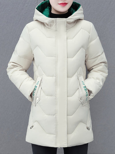 Lässige Halb Lange Puffer Winterjacke mit Kapuze für Damen | Perfekt für Casual Days