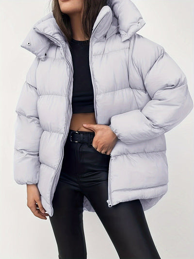 Warme elegante Puffer-Winterjacke mit Kapuze für Damen | Ideal für Winter