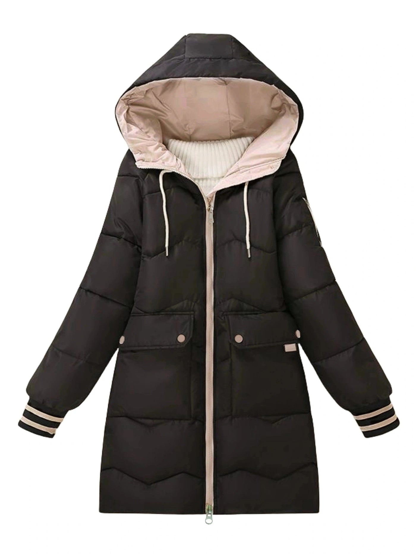 Warme modische Puffer-Winterjacke mit Kapuze für Damen | Ideal für Winter