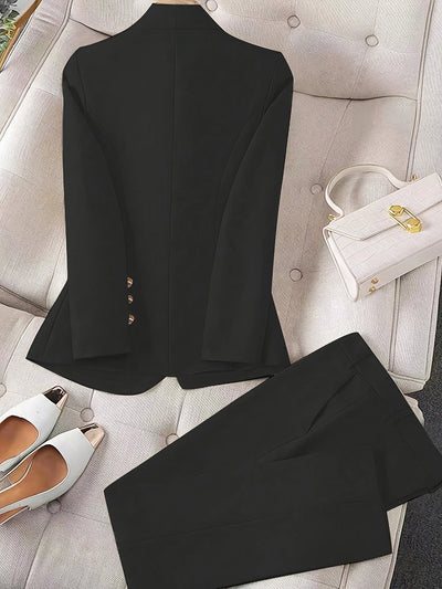 Stilvolles Eintöniges Zweiteiliges Blazer Set Für Damen | Ideal für jede Gelegenheit