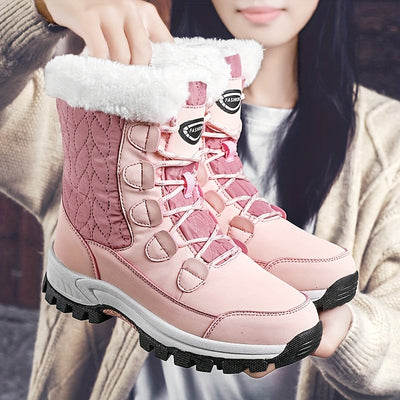 Winterschuhe Damen| Mit Schnürung Und Runder Kappe Stiefel