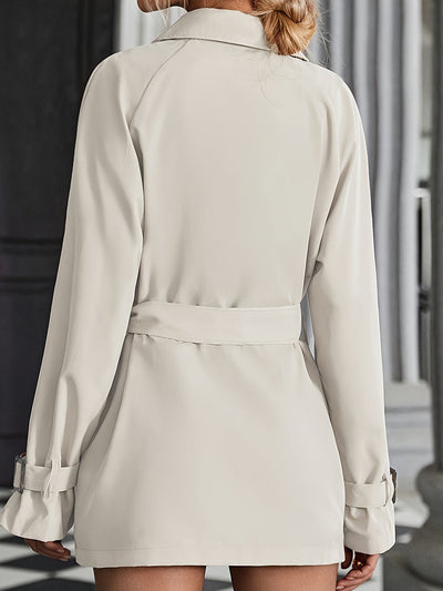 Eleganter Trenchcoat in schlichter Farbe mit gegürteten langen Ärmeln für Damen | Perfekt für jede Gelegenheit
