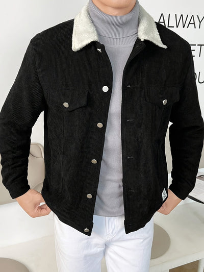 Lässige Corduroy Sherpa Mit Kragen Winterjacke Für Herren | Ideal für den Winter