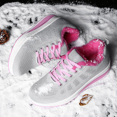 Damen Gemütliche Strick Sneaker mit Plüschkragen Fudus