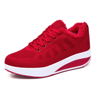 Damen Gemütliche Strick Sneaker mit Plüschkragen Fudus
