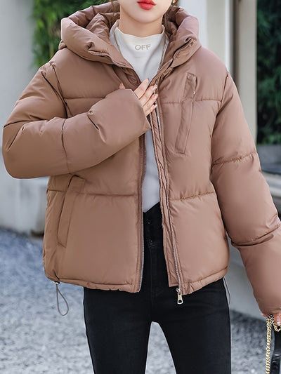 Kurze elegante Puffer-Winterjacke mit Kapuze für Damen | Perfekt für Outdoor-Aktivitäten