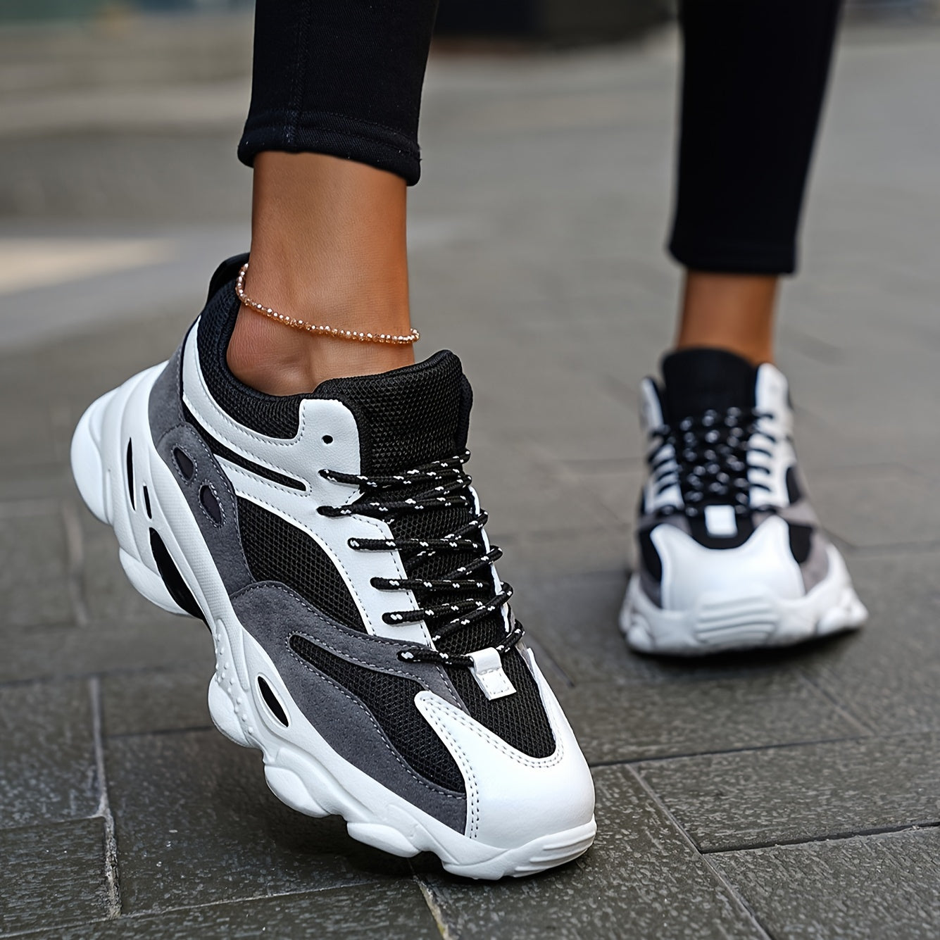 Stylische Chunky-Sneaker mit Dicker, stoßdämpfender Sohle für Damen | Perfekt für den Alltag