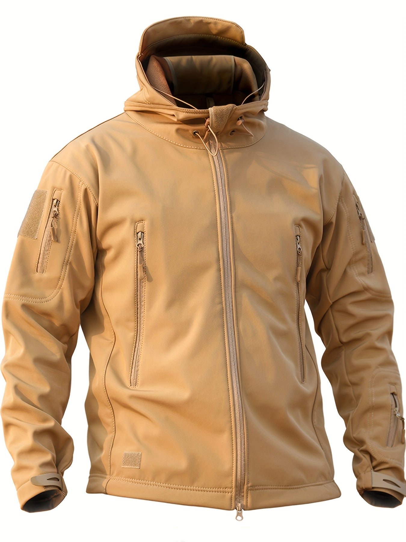 Taktische Fleece-Softshell-Kapuzenjacke Mit Reißverschlusstaschen Für Herren | Perfekt für Outdoor-Aktivitäten