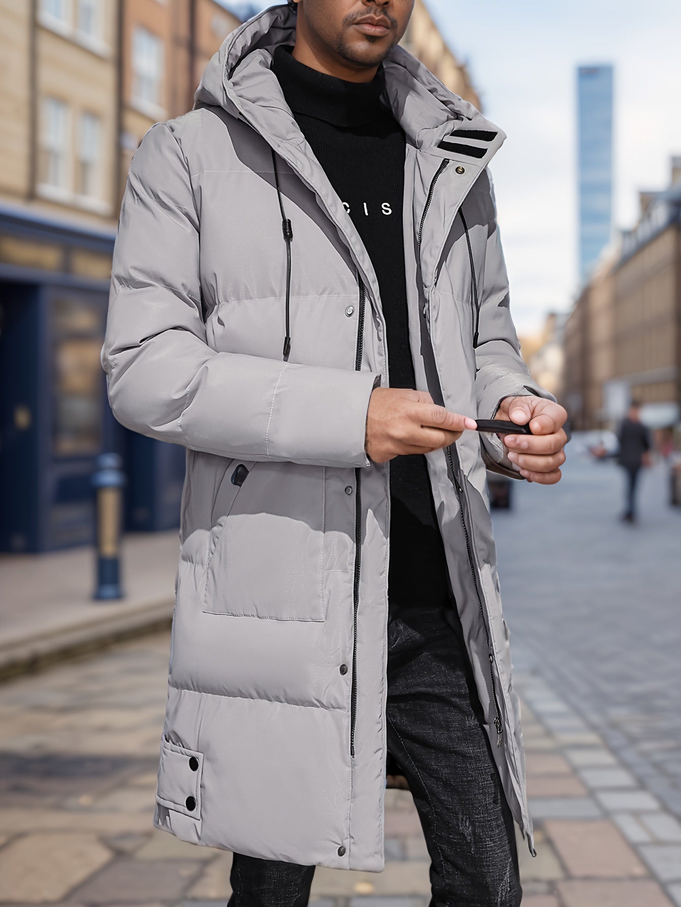 Warme Schwarze Gepolsterte Winterjacke Mit Kapuze Für Herren | Perfekt für Outdoor-Aktivitäten