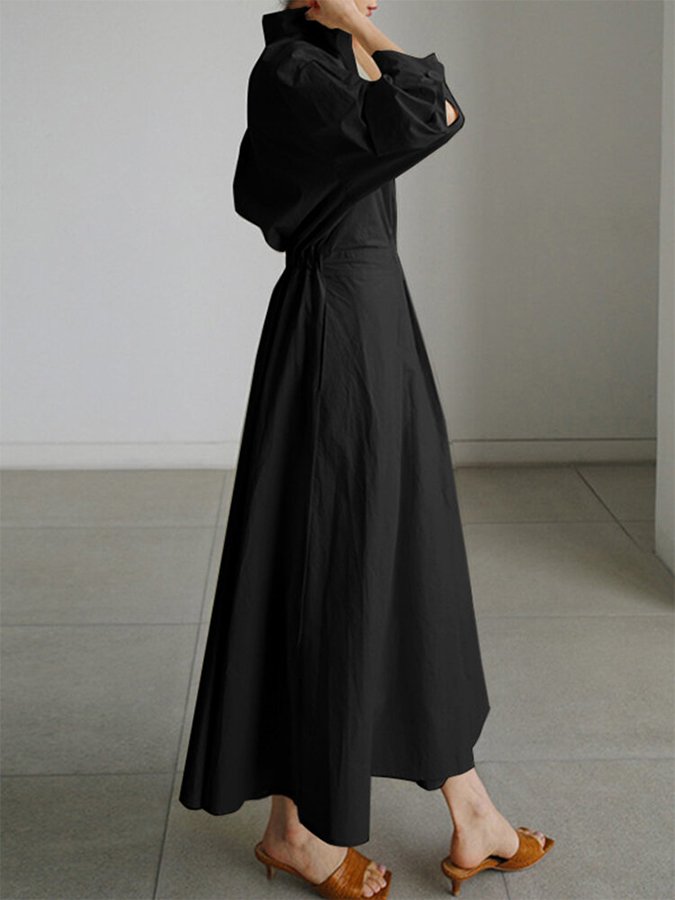 Britta - Langärmliges Midi-Hemdkleid für Damen | Schickes und raffiniertes Button-Down-Midikleid