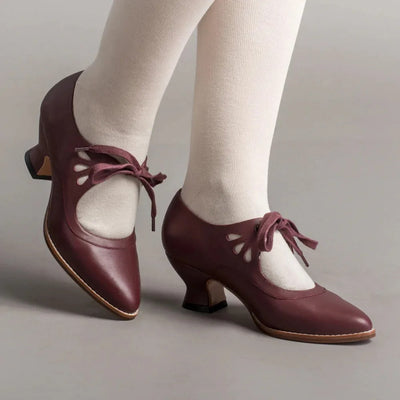 Dellia - Elegante Damen Retro Schuhe Niedriger Absatz