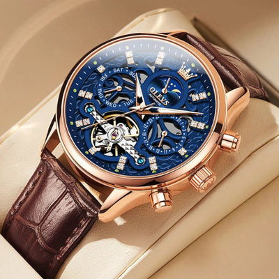 van Baerle® - Mechanische Automatikuhr mit Lederarmband