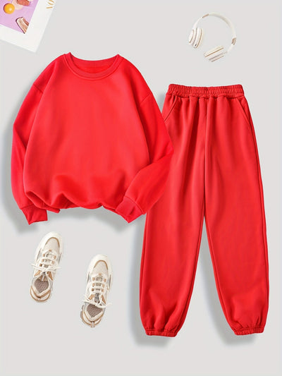 Bequemer Pullover Mit Langem Ärmel Und Plüschfutter & Jogginghose Für Damen | Ideal für Herbst/Winter