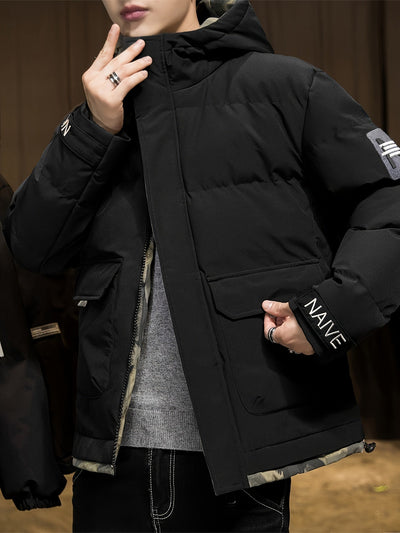 Stilvolle Tarnung Kapuzen-Winterjacke Für Herren | Perfekt für Outdoor-Aktivitäten