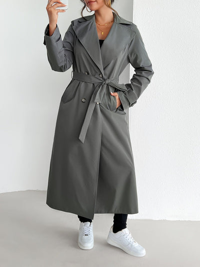 Lässiger einfarbiger Trenchcoat mit Gürtel für Damen | Perfekt für Casual-Tage