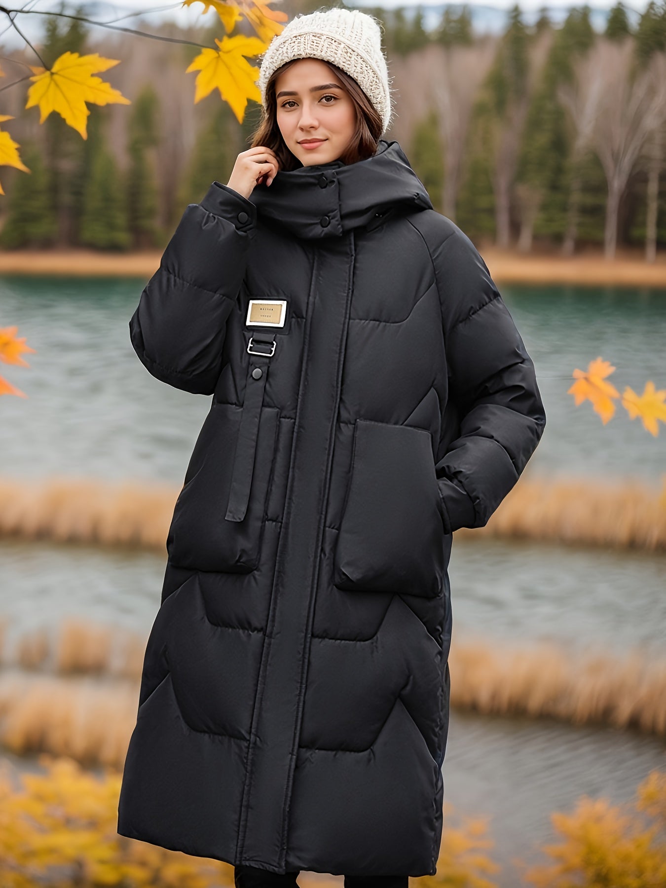 Elegante Warme Lange Puffer Winterjacke mit Kapuze für Damen | Ideal für den Winter