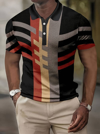 Herren Vintage-Stil Kurzarm-Hemd mit 1/4-Knopfleiste