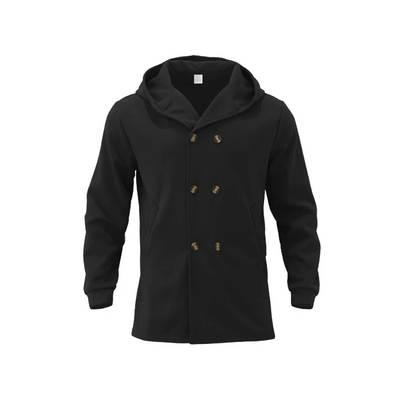 Herren Wollmantel Mit Kapuze - Doppelreihig Warm & Elegant