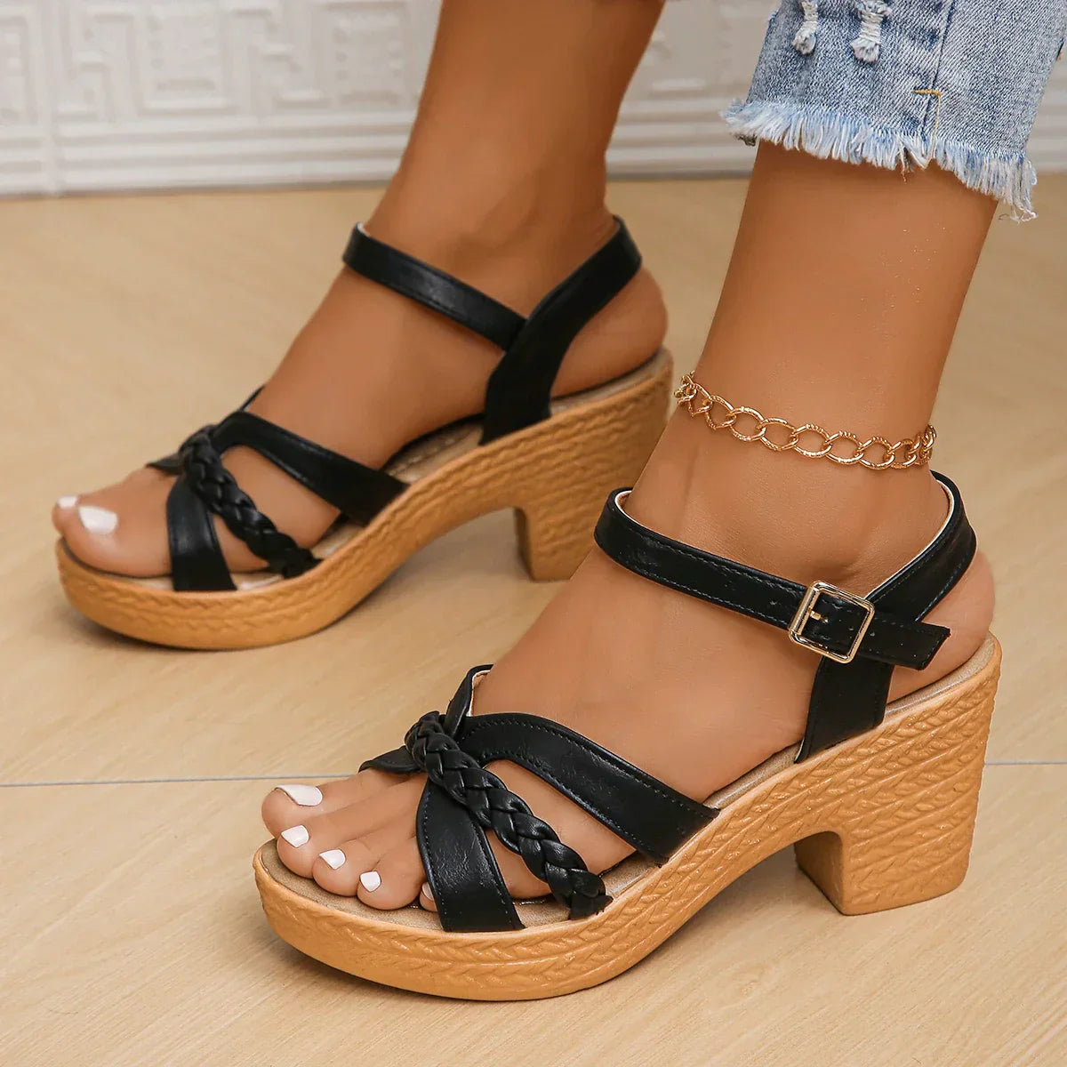 Charmela™ – Elegante Plattform High Heels Sandalen mit Knöchelriemen