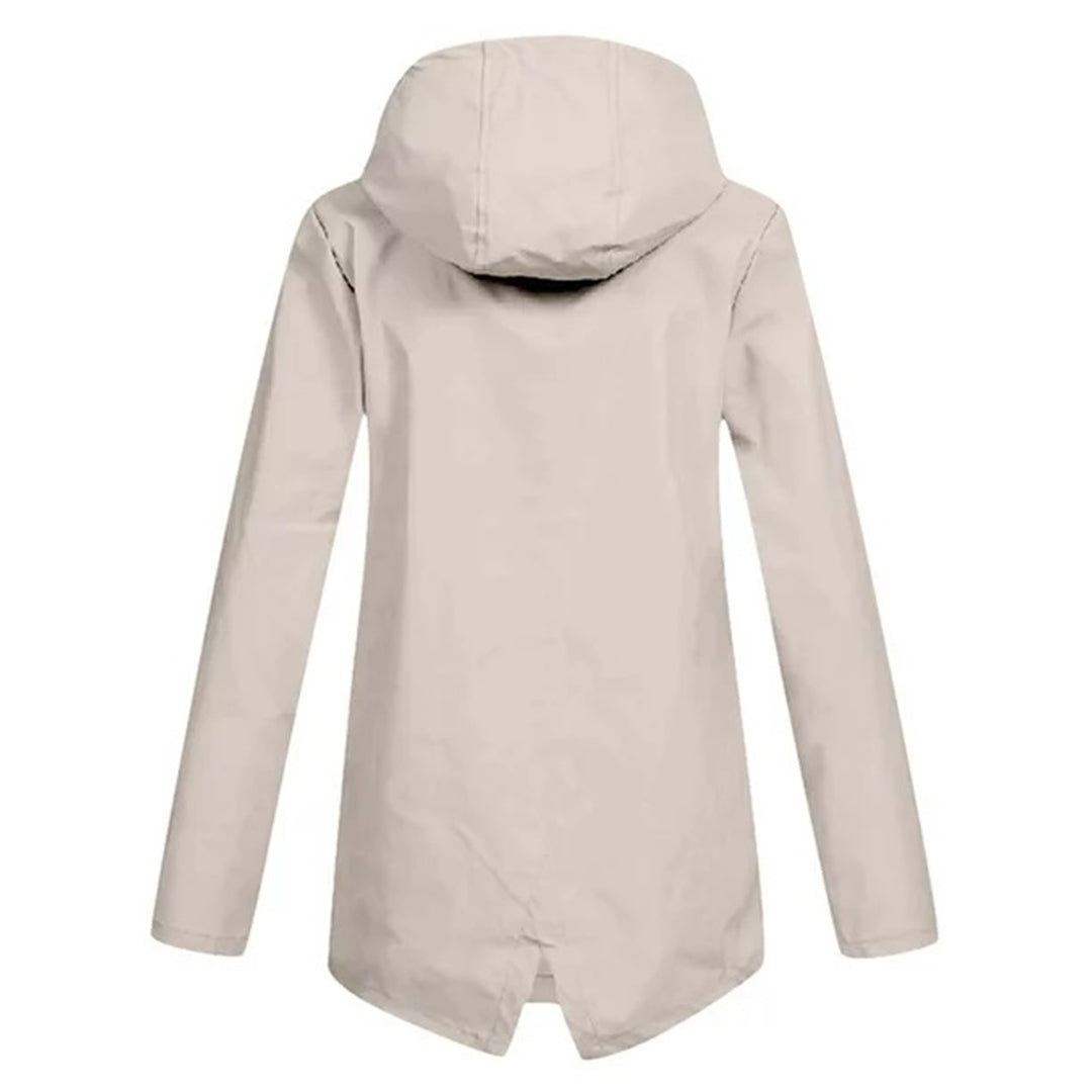Stylische leichte Regenjacke mit Kapuze und Reissverschluss für Damen | Ideal für Herbst/Winter