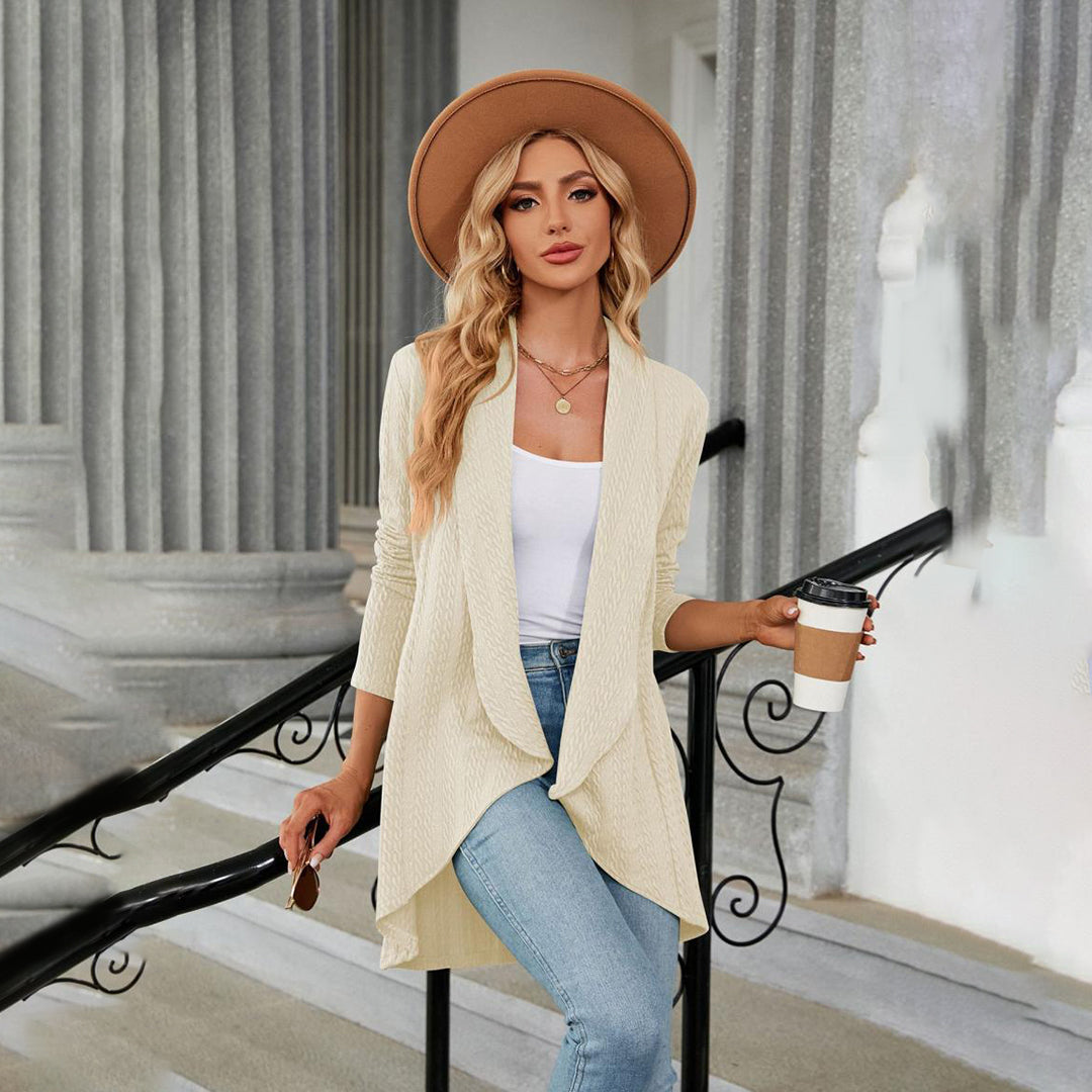 Cardigan mit Wasserfallkragen | Lockerer Schnitt | Strukturierter Look