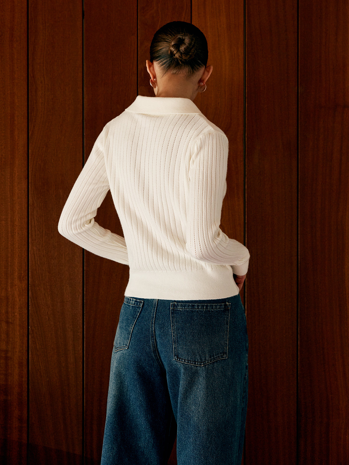 Strickcardigan mit Hemdkragen | Gerippte Struktur | Figurbetonter Schnitt