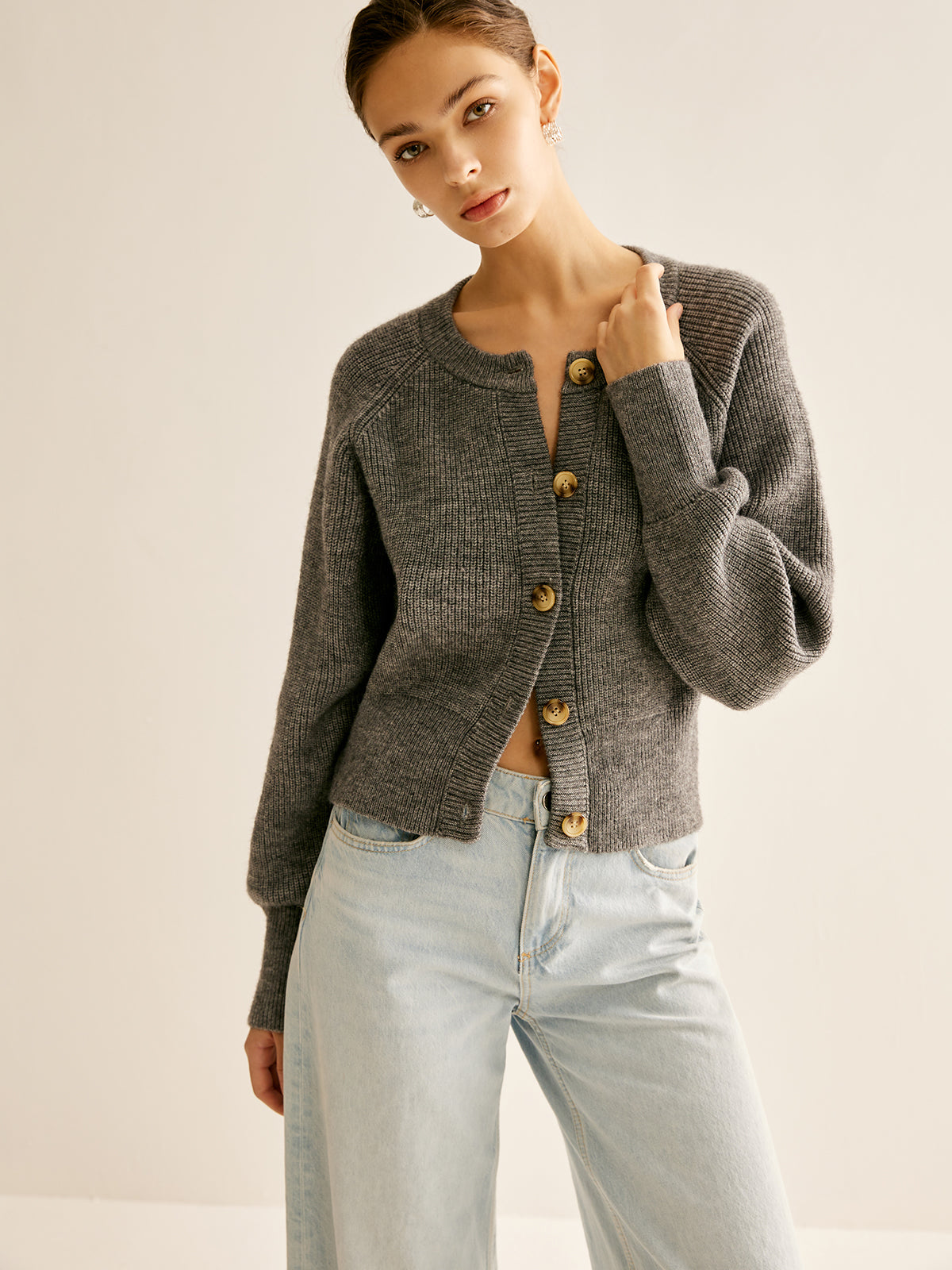 Strickjacke mit Knöpfen | Gerippte Struktur | Zeitloser Komfort