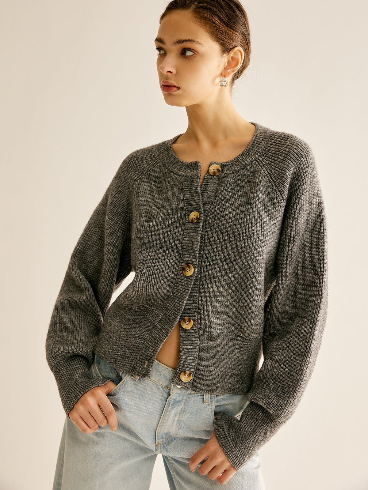 Strickjacke mit Knöpfen | Gerippte Struktur | Zeitloser Komfort