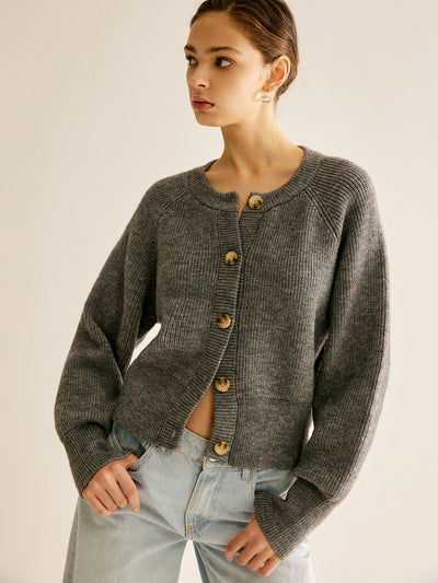 Strickjacke mit Knöpfen | Gerippte Struktur | Zeitloser Komfort