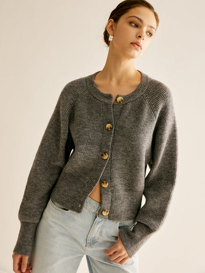 Strickjacke mit Knöpfen | Gerippte Struktur | Zeitloser Komfort