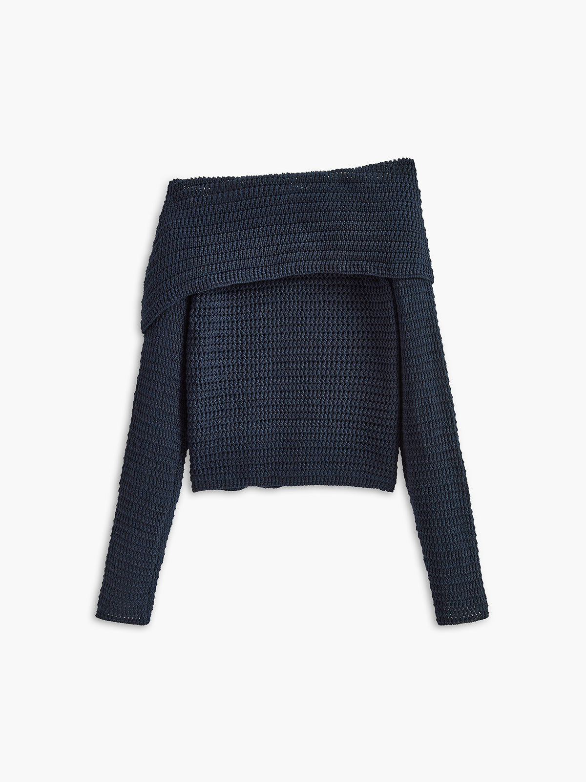 Strickpullover mit breitem Kragen | Knopfleiste seitlich | Strukturierter Look