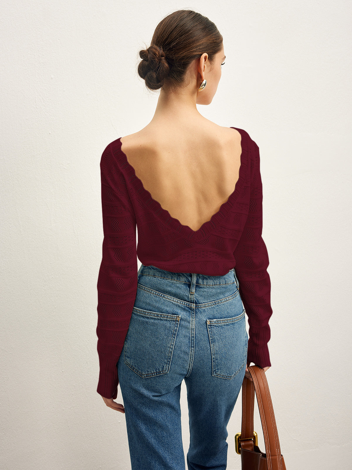 Strickpullover mit offenem Rücken | Häkelmuster | Femininer Look