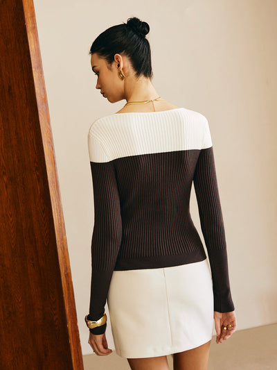 Strickjacke mit Kontrastpasse | Figurbetonter Schnitt | Eleganter Knopfverschluss