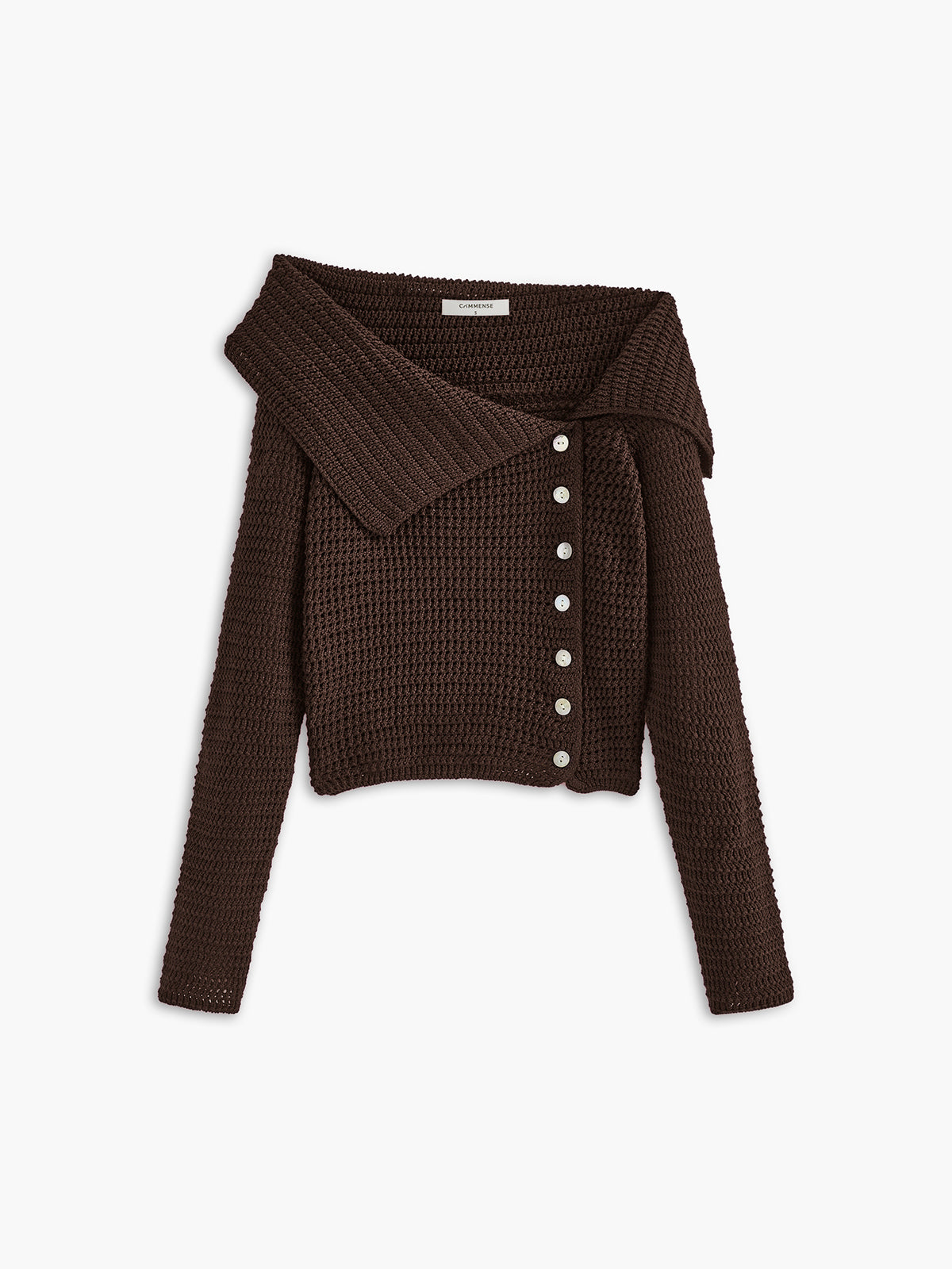 Strickpullover mit breitem Kragen | Knopfleiste seitlich | Strukturierter Look