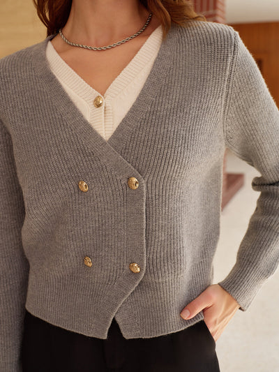 Strickjacke im Blazer-Stil | Doppelreihige Knöpfe | Elegante Struktur