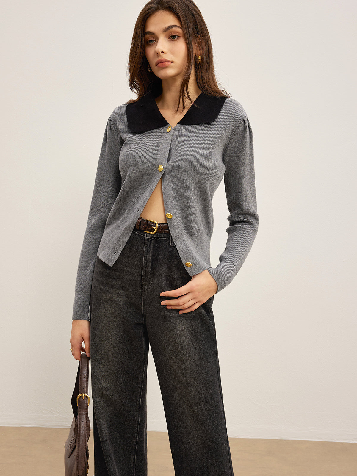 Strickcardigan mit Kontrastkragen | Stilvolle Knöpfe | Klassischer Schnitt