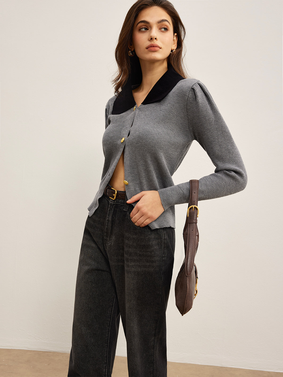 Strickcardigan mit Kontrastkragen | Stilvolle Knöpfe | Klassischer Schnitt