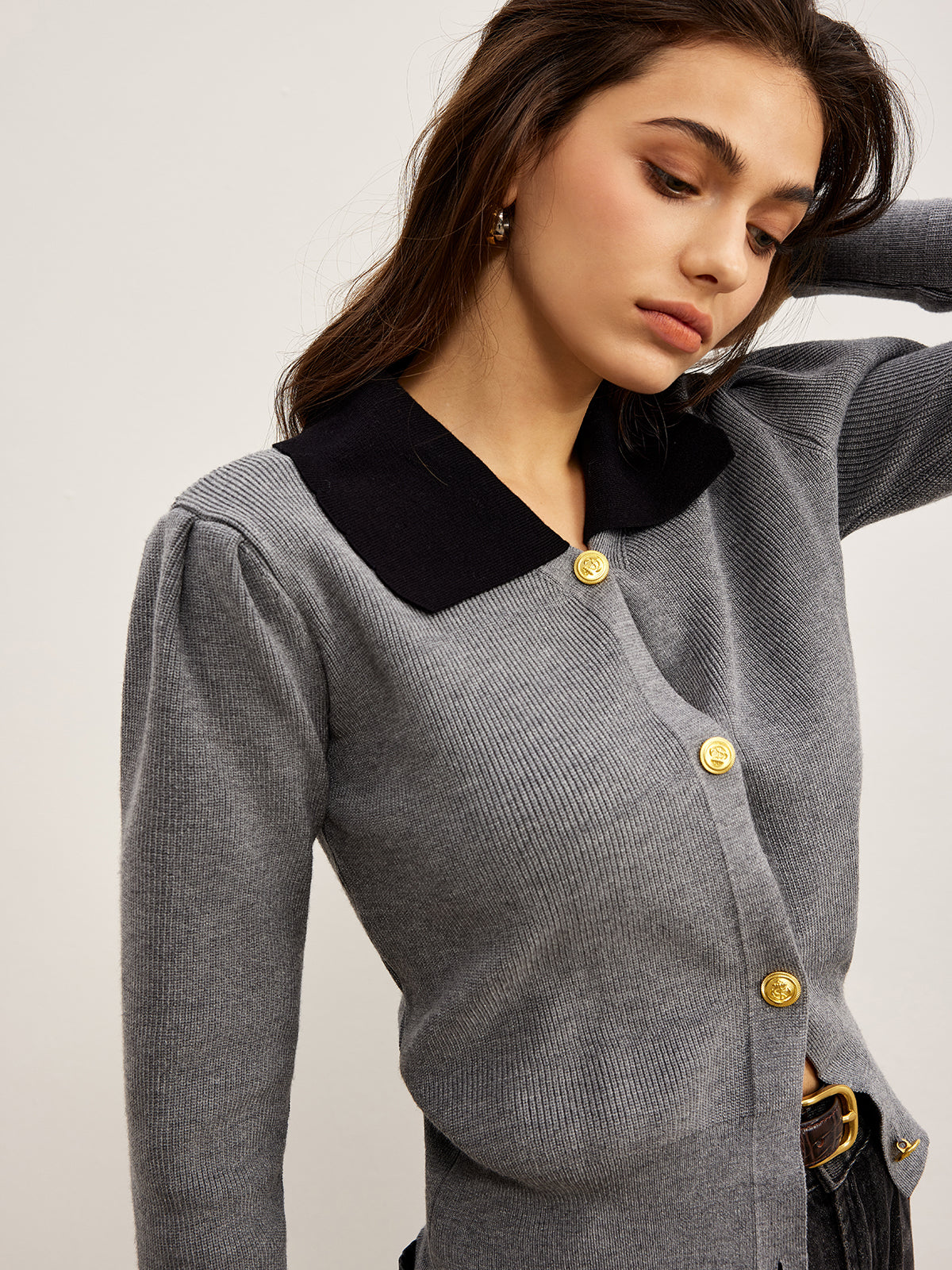 Strickcardigan mit Kontrastkragen | Stilvolle Knöpfe | Klassischer Schnitt