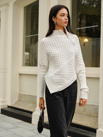 Trendige Strickjacke Damen | Asymmetrische Form & Strukturierter Strick
