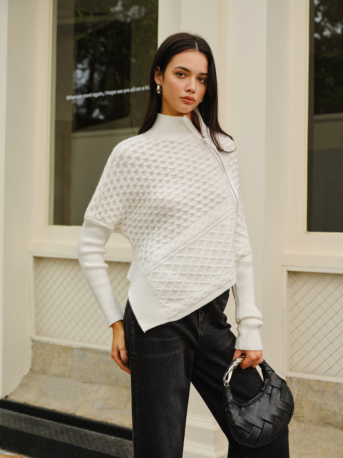 Trendige Strickjacke Damen | Asymmetrische Form & Strukturierter Strick