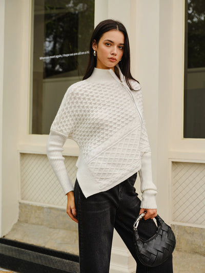 Trendige Strickjacke Damen | Asymmetrische Form & Strukturierter Strick